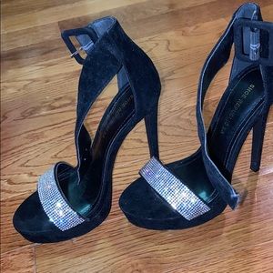Black and diamond heels